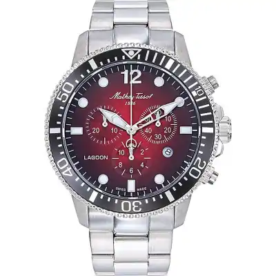 Mathey-Tissot Lagoon Chronograph Stainless Steel Red Dial Quartz H123CHAR 100M Men's Watch