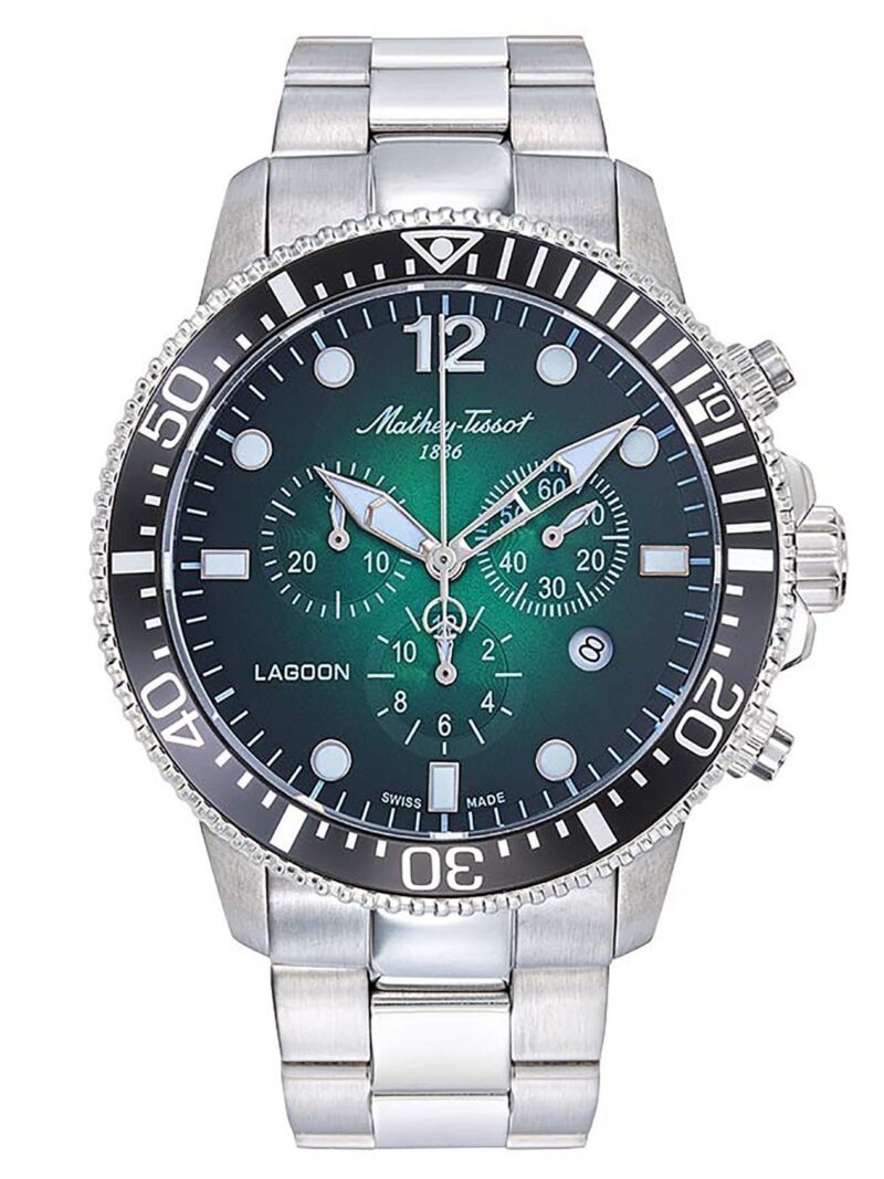 Mathey-Tissot Lagoon Chronograph Stainless Steel Green Dial Quartz H123CHAV 100M Men's Watch