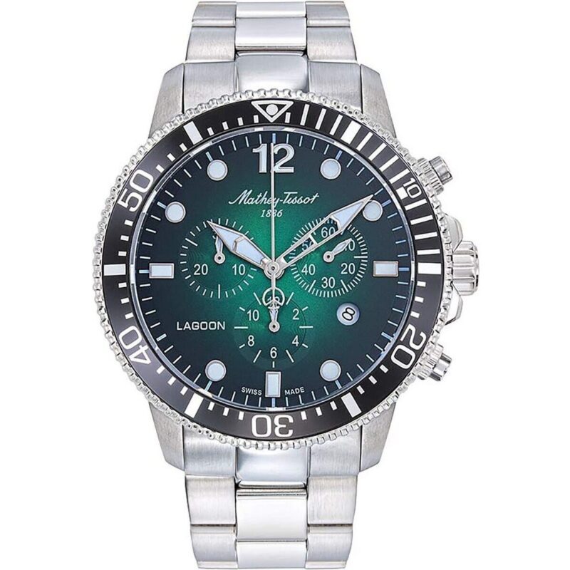 Mathey-Tissot Lagoon Chronograph Stainless Steel Green Dial Quartz H123CHAV 100M Men's Watch Mathey-Tissot Lagoon Chronograph Stainless Steel Green Dial Quartz H123CHAV 100M Men's Watch