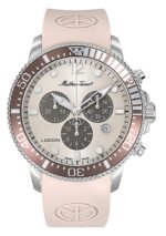 Mathey-Tissot Lagoon Chronograph Pink Silicone Strap Cream Dial Quartz H123CHLBM 100M Men's Watch