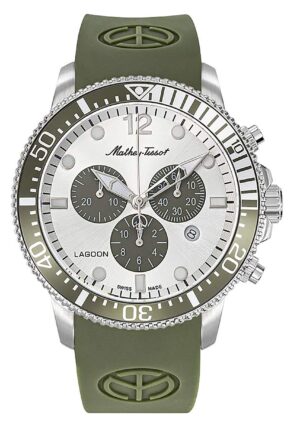 Mathey-Tissot Lagoon Chronograph Green Silicone Strap Silver Dial Quartz H123CHLGV 100M Men's Watch