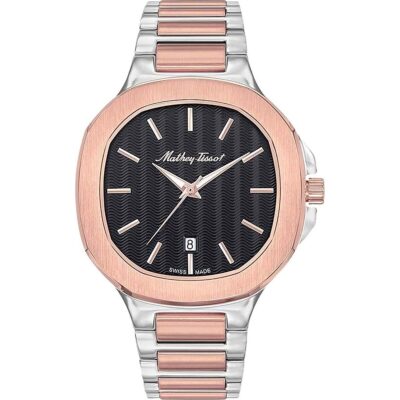 Mathey-Tissot Evasion Two Tone Stainless Steel Black Dial Quartz H152RN Men's Watch