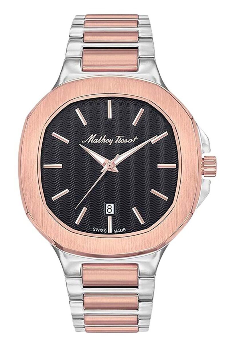 Mathey-Tissot Evasion Two Tone Stainless Steel Black Dial Quartz H152RN Men's Watch