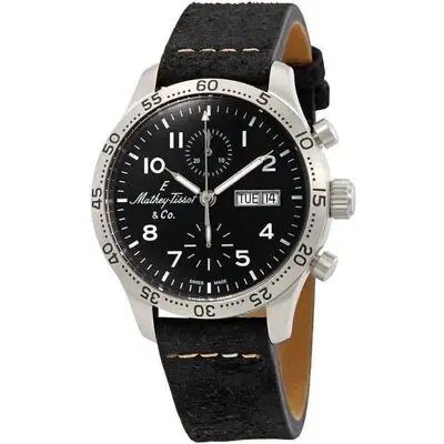 Mathey-Tissot Type 21 Chronograph Genuine Leather Black Dial Automatic H1821CHATLNG Men's Watch