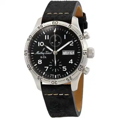 Mathey-Tissot Type 21 Chronograph Genuine Leather Black Dial Automatic H1821CHATLNG Men's Watch