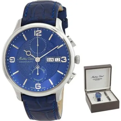 Mathey-Tissot Edmond Chronograph Limited Edition Blue Dial Automatic H1886CHATABU Men's Watch With Gift Set
