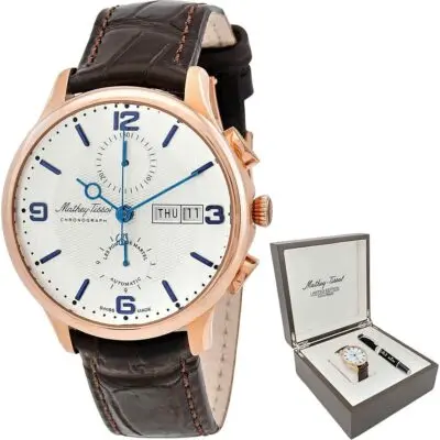 Mathey-Tissot Edmond Chronograph Limited Edition White Dial Automatic H1886CHATPI Men's Watch With Gift Set
