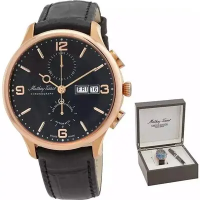 Mathey-Tissot Edmond Limited Edition Chronograph Black Dial Automatic H1886CHATPN Men's Watch With Gift Set