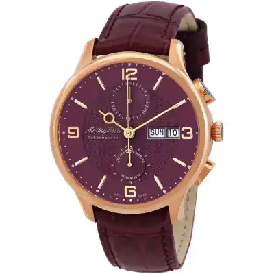 Mathey-Tissot Edmond Chronograph Leather Strap Purple Dial Automatic H1886CHATPR Men's Watch