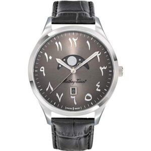 Mathey-Tissot Urban Moon Leather Strap Black Arabic Dial Quartz H411ALAN Men's Watch