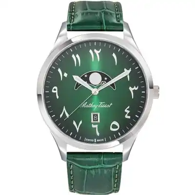 Mathey-Tissot Urban Moon Leather Strap Green Arabic Dial Quartz H411ALPEV Men's Watch
