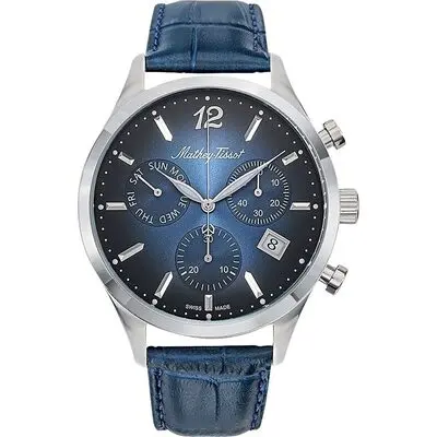 Mathey-Tissot Urban Chrono Leather Strap Blue Dial Quartz H411CHALBU Men's Watch
