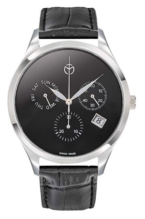 Mathey-Tissot Urban Chronograph Leather Strap Black Dial Quartz H411CHLNM Men's Watch