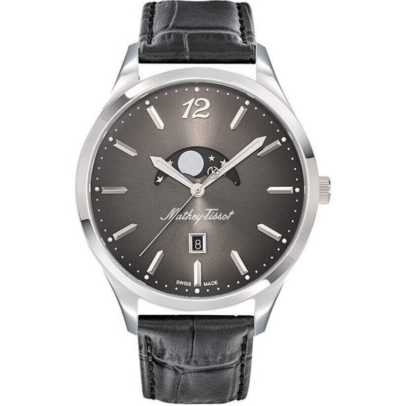 Mathey-Tissot Urban Moon Leather Strap Black Dial Quartz H411LAN Men's Watch Mathey-Tissot Urban Moon Leather Strap Black Dial Quartz H411LAN Men's Watch