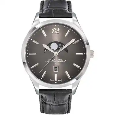 Mathey-Tissot Urban Moon Leather Strap Black Dial Quartz H411LAN Men's Watch