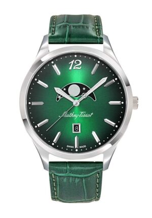 Mathey-Tissot Urban Moon Leather Strap Green Dial Quartz H411LAVM Men's Watch