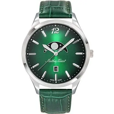 Mathey-Tissot Urban Moon Leather Strap Green Dial Quartz H411LAVM Men's Watch