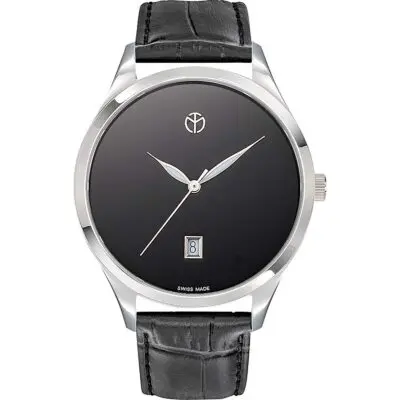 Mathey-Tissot Urban Leather Strap Black Dial Quartz H411NM Men's Watch