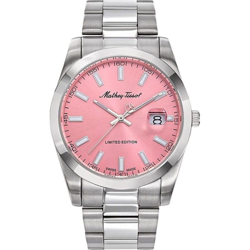 Mathey-Tissot Mathy Sunray Limited Edition Stainless Steel Pink Dial Quartz H451PK Men's Watch Mathey-Tissot Mathy Sunray Limited Edition Stainless Steel Pink Dial Quartz H451PK Men's Watch