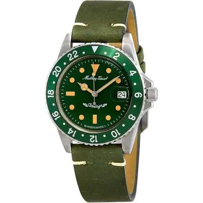 Mathey-Tissot Mathy Vintage Automatic Leather Strap Green Dial H900ATLV Men's Watch