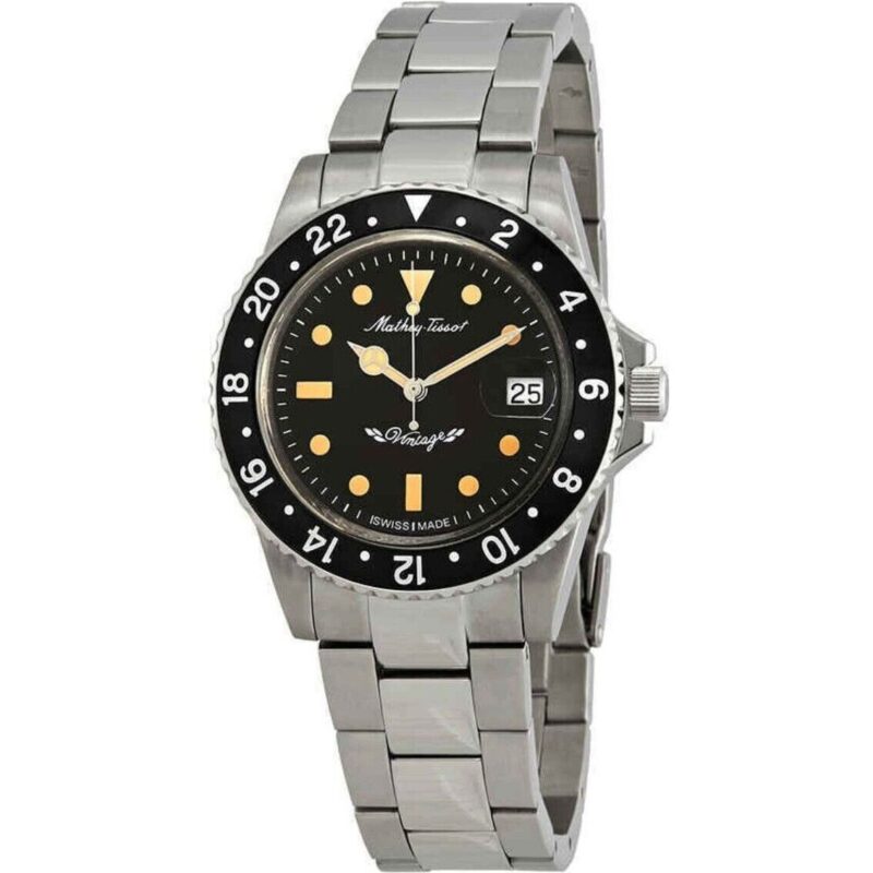 Mathey-Tissot Mathy Vintage Automatic Stainless Steel Black Dial H900ATN 100M Men's Watch Mathey-Tissot Mathy Vintage Automatic Stainless Steel Black Dial H900ATN 100M Men's Watch