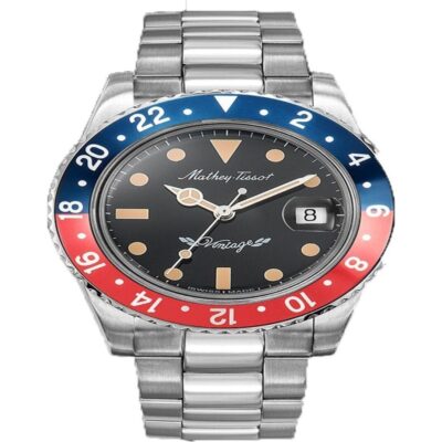 Mathey-Tissot Mathy Vintage Blue and Red Pepsi Bezel Black Dial Automatic H900ATR Men's Watch