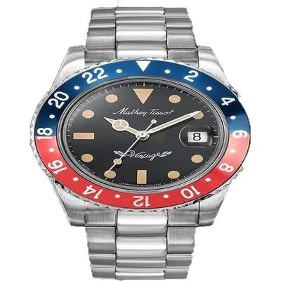Mathey-Tissot Mathy Vintage Blue and Red Pepsi Bezel Black Dial Automatic H900ATR Men's Watch