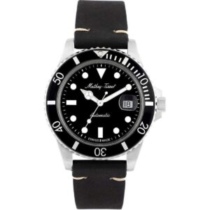 Mathey-Tissot Mathy Vintage Genuine Leather Strap Black Dial Automatic H901ATLN 100M Men's Watch