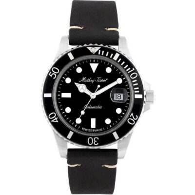 Mathey-Tissot Mathy Vintage Genuine Leather Strap Black Dial Automatic H901ATLN 100M Men's Watch