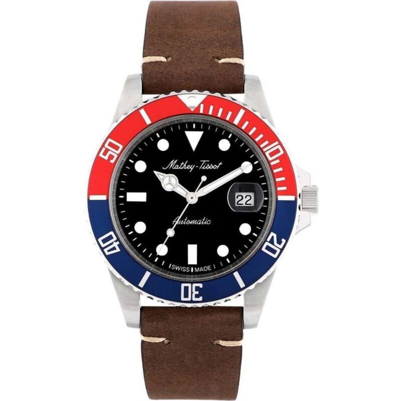 Mathey-Tissot Mathy Vintage Red and Blue Pepsi Bezel Black Dial Automatic H901ATLR 100M Men's Watch Mathey-Tissot Mathy Vintage Red and Blue Pepsi Bezel Black Dial Automatic H901ATLR 100M Men's Watch