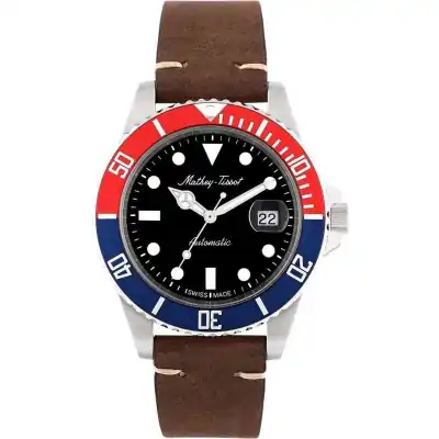Mathey-Tissot Mathy Vintage Red and Blue Pepsi Bezel Black Dial Automatic H901ATLR 100M Men's Watch