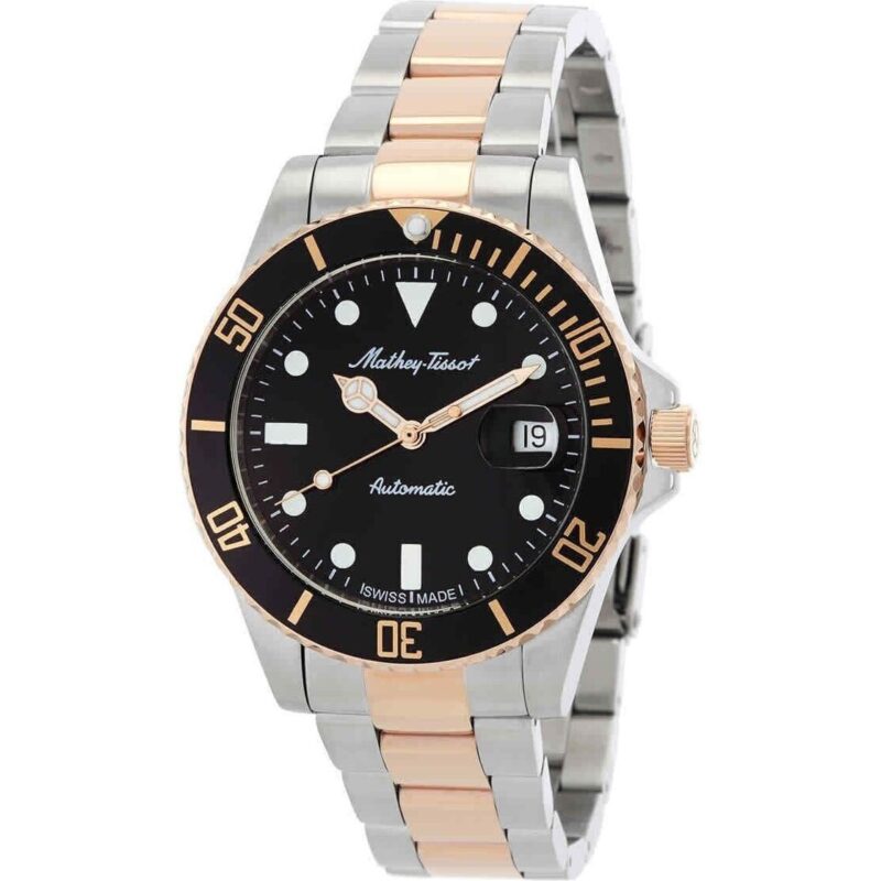 Mathey-Tissot Mathy Vintage Two Tone Stainless Steel Black Dial Automatic H901ATRN 100M Men's Watch Mathey-Tissot Mathy Vintage Two Tone Stainless Steel Black Dial Automatic H901ATRN 100M Men's Watch