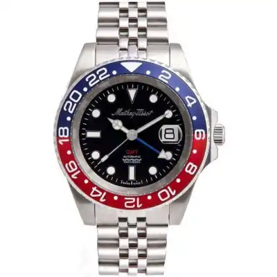 Mathey-Tissot GMT Stainless Steel Black Dial Automatic H903ATAR 100M Men's Watch