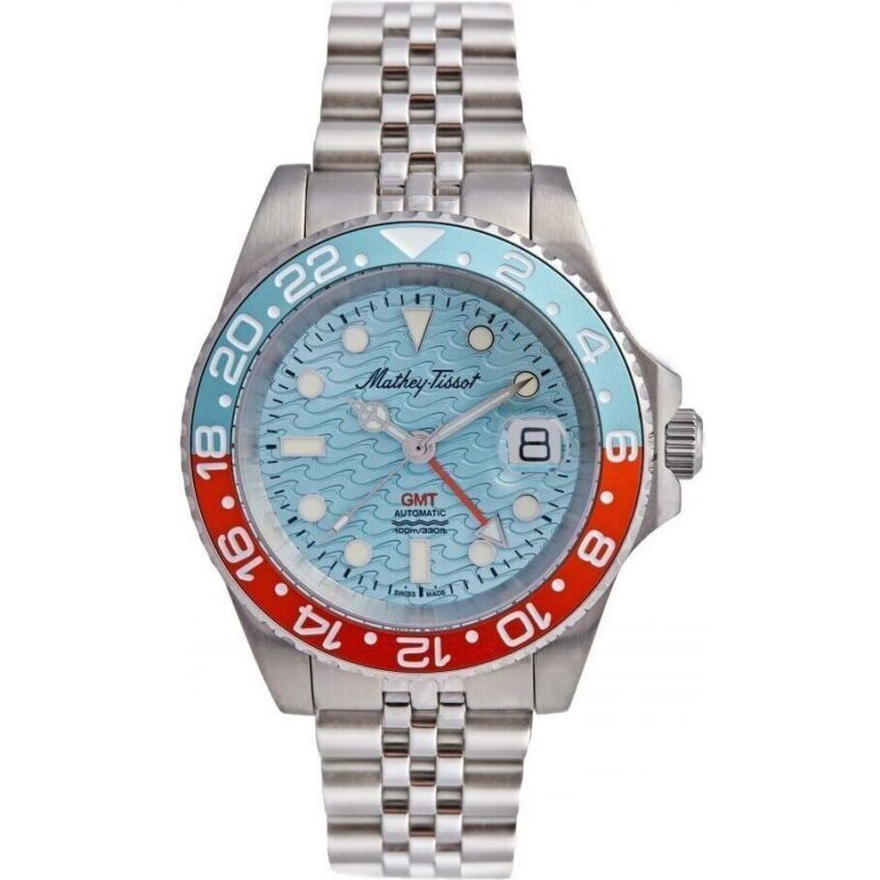 Mathey-Tissot GMT Stainless Steel Blue Dial Automatic H903ATBO 100M Men's Watch Mathey-Tissot GMT Stainless Steel Blue Dial Automatic H903ATBO 100M Men's Watch