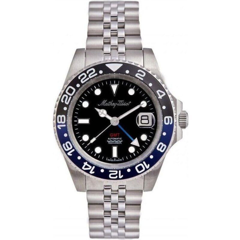 Mathey-Tissot GMT Stainless Steel Black Dial Automatic H903ATNB 100M Men's Watch Mathey-Tissot GMT Stainless Steel Black Dial Automatic H903ATNB 100M Men's Watch