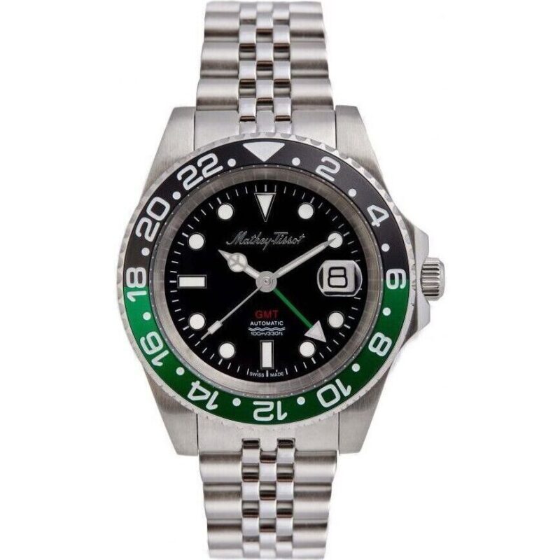 Mathey-Tissot GMT Stainless Steel Black Dial Automatic H903ATNV 100M Men's Watch Mathey-Tissot GMT Stainless Steel Black Dial Automatic H903ATNV 100M Men's Watch