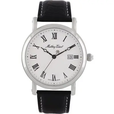 Mathey-Tissot City Leather Strap White Dial Quartz HB611251ABR Men's Watch