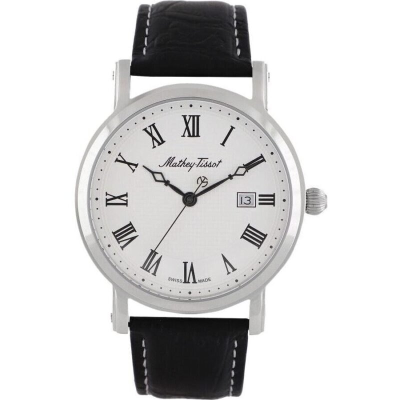 Mathey-Tissot City Leather Strap White Dial Quartz HB611251ABR Men's Watch Mathey-Tissot City Leather Strap White Dial Quartz HB611251ABR Men's Watch