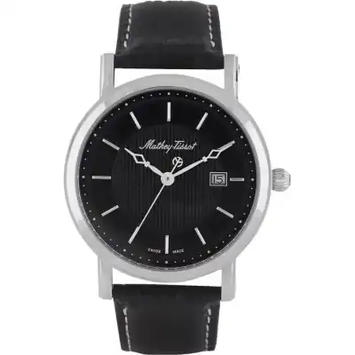 Mathey-Tissot City Leather Strap Black Dial Quartz HB611251AN Men's Watch