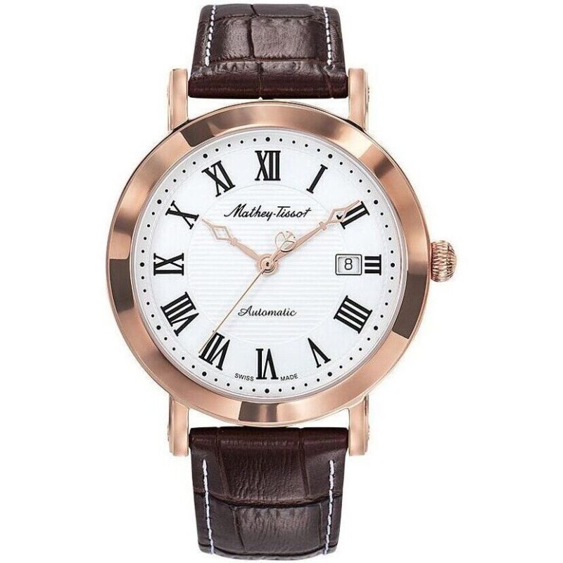 Mathey-Tissot City Leather Strap White Dial Automatic HB611251ATPBR Men's Watch Mathey-Tissot City Leather Strap White Dial Automatic HB611251ATPBR Men's Watch