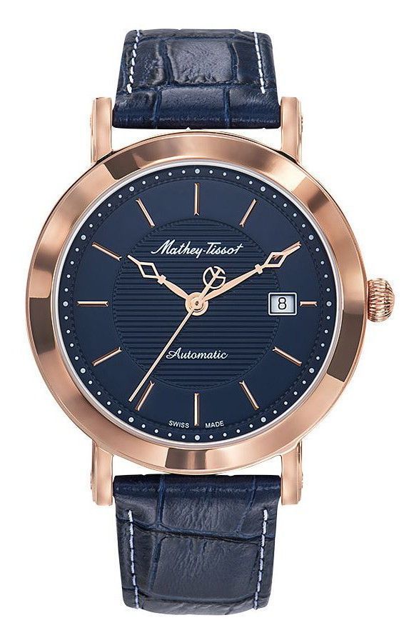 Mathey-Tissot City Leather Strap Blue Dial Automatic HB611251ATPBU Men's Watch Mathey-Tissot City Leather Strap Blue Dial Automatic HB611251ATPBU Men's Watch