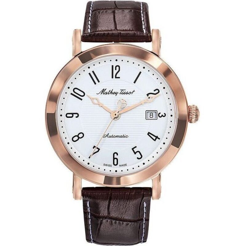 Mathey-Tissot City Leather Strap White Dial Automatic HB611251ATPG Men's Watch Mathey-Tissot City Leather Strap White Dial Automatic HB611251ATPG Men's Watch