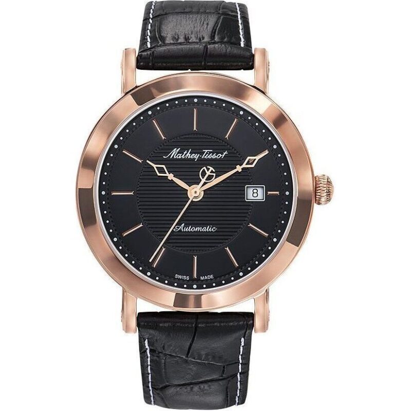 Mathey-Tissot City Leather Strap Black Dial Automatic HB611251ATPN Men's Watch Mathey-Tissot City Leather Strap Black Dial Automatic HB611251ATPN Men's Watch