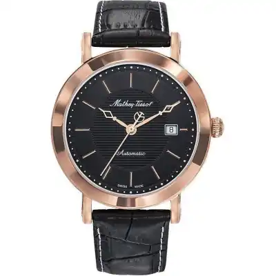 Mathey-Tissot City Leather Strap Black Dial Automatic HB611251ATPN Men's Watch