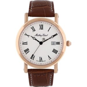 Mathey-Tissot City Leather Strap White Dial Quartz HB611251PBR Men's Watch