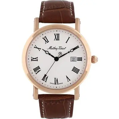 Mathey-Tissot City Leather Strap White Dial Quartz HB611251PBR Men's Watch