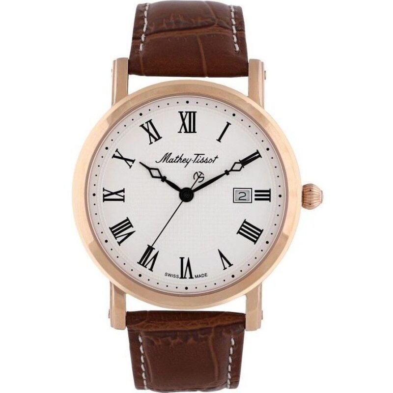 Mathey-Tissot City Leather Strap White Dial Quartz HB611251PBR Men's Watch Mathey-Tissot City Leather Strap White Dial Quartz HB611251PBR Men's Watch