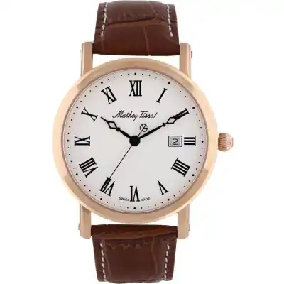 Mathey-Tissot City Leather Strap White Dial Quartz HB611251PBR Men's Watch