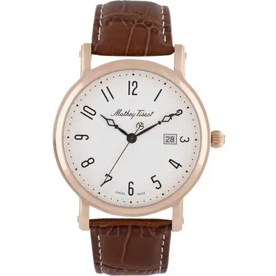 Mathey-Tissot City Leather Strap White Dial Quartz HB611251PG Men's Watch