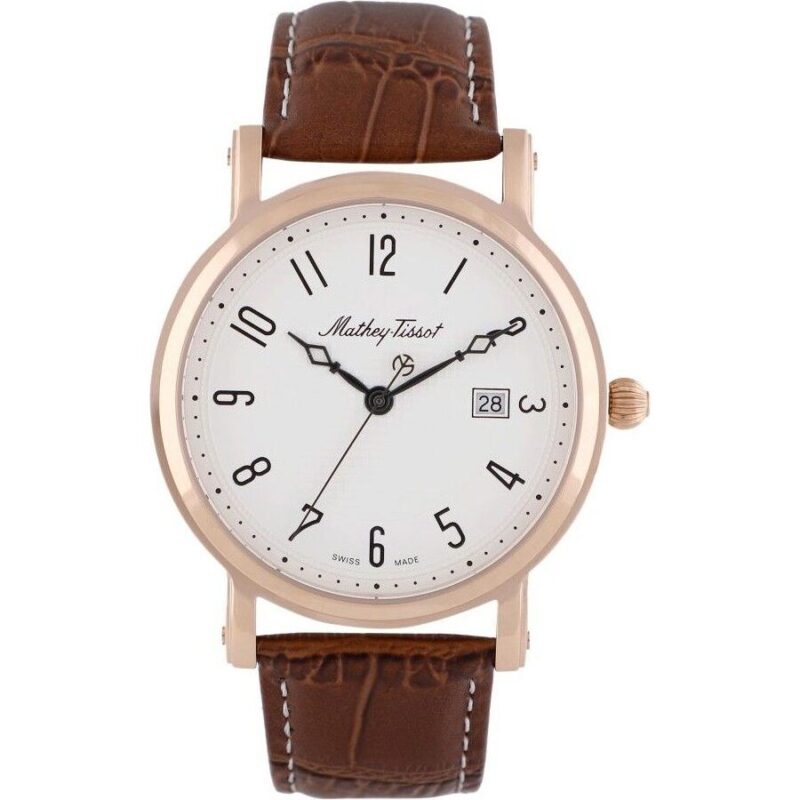 Mathey-Tissot City Leather Strap White Dial Quartz HB611251PG Men's Watch